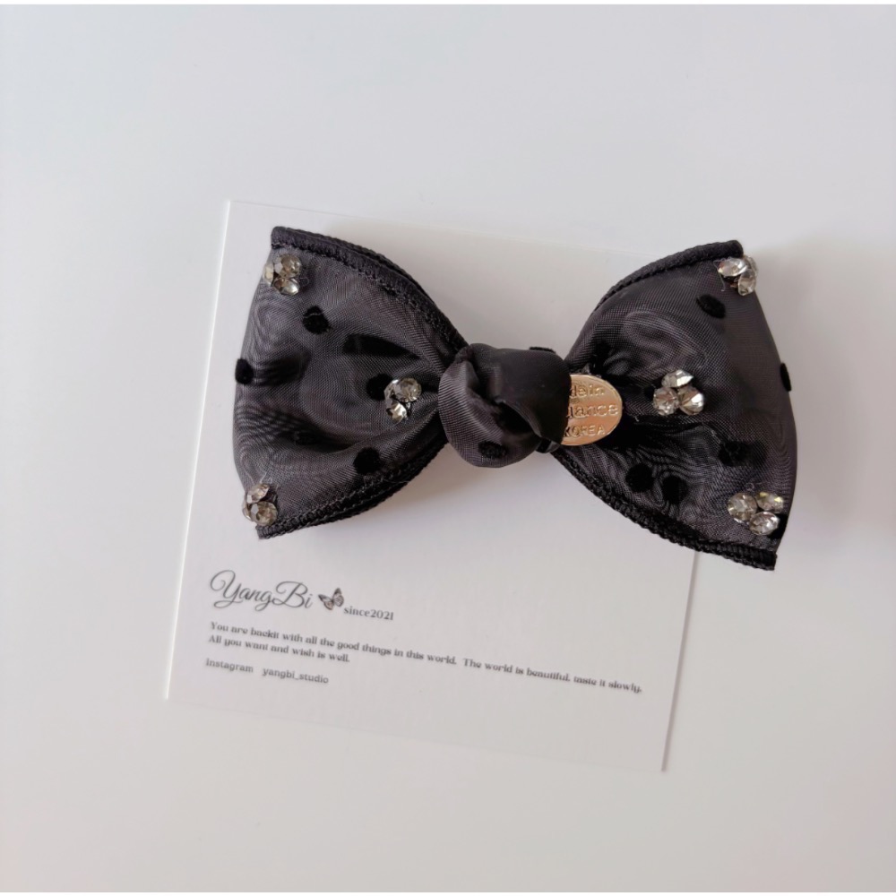 𝓨𝓪𝓷𝓰𝓑𝓲🕊️【實品質感更好】【韓國歐根紗波點蝴蝶結金牌髮夾】 V428-細節圖10