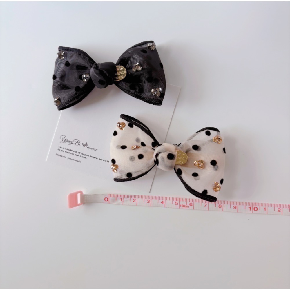 𝓨𝓪𝓷𝓰𝓑𝓲🕊️【實品質感更好】【韓國歐根紗波點蝴蝶結金牌髮夾】 V428-細節圖7