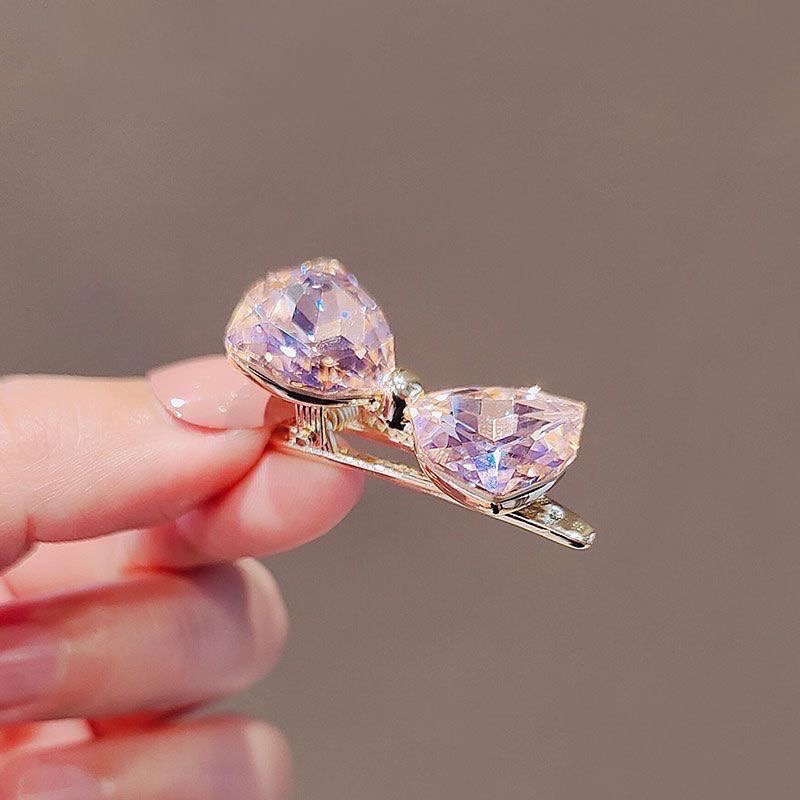 𝓨𝓪𝓷𝓰𝓑𝓲🕊️【七彩霓虹折射甜美粉色水晶蝴蝶结髮夾】 V430-細節圖3