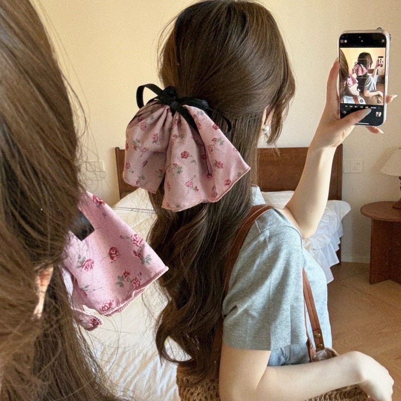 𝓨𝓪𝓷𝓰𝓑𝓲🕊️【法式溫柔小碎花蝴蝶結大腸圈】【半扎低馬尾大腸圈】 V431-細節圖3