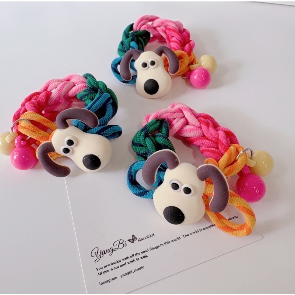 𝓨𝓪𝓷𝓰𝓑𝓲🕊️【超Q小狗彩虹編織撞色超彈力髮圈】 V432-細節圖3