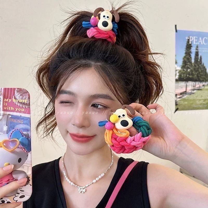 𝓨𝓪𝓷𝓰𝓑𝓲🕊️【超Q小狗彩虹編織撞色超彈力髮圈】 V432-細節圖6