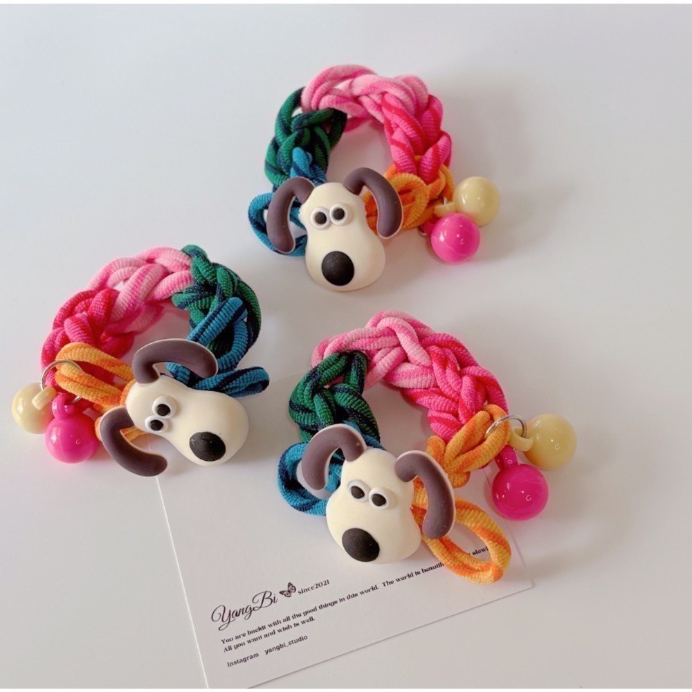 𝓨𝓪𝓷𝓰𝓑𝓲🕊️【超Q小狗彩虹編織撞色超彈力髮圈】 V432-細節圖8