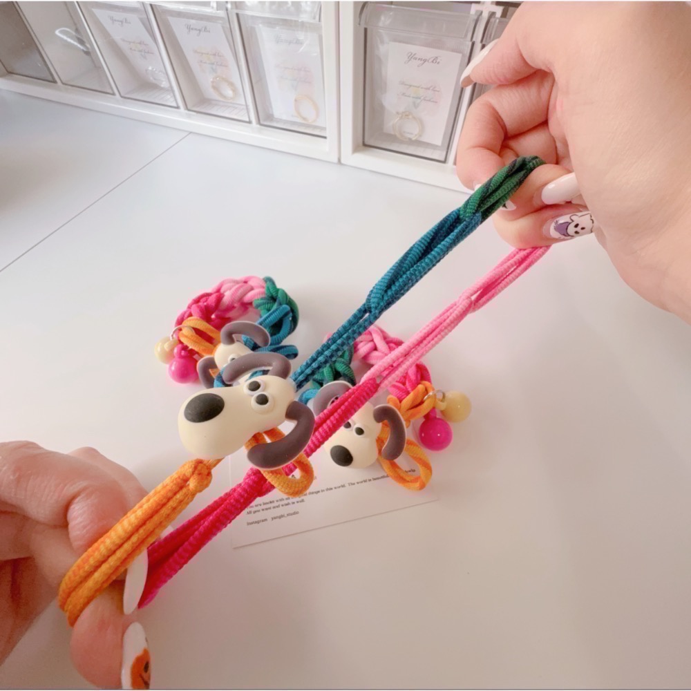 𝓨𝓪𝓷𝓰𝓑𝓲🕊️【超Q小狗彩虹編織撞色超彈力髮圈】 V432-細節圖10