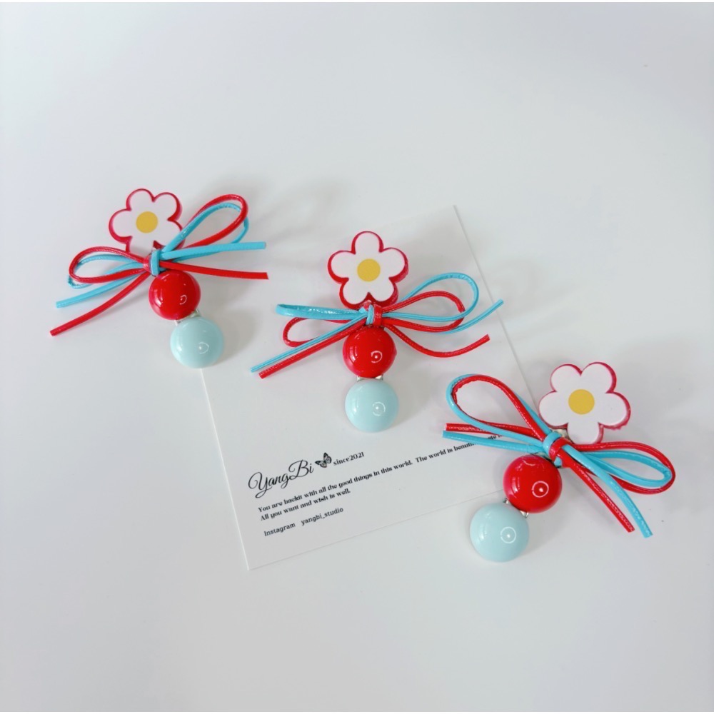 𝓨𝓪𝓷𝓰𝓑𝓲🕊️【多巴胺可愛滴油花朵蝴蝶結髮夾】 V434-細節圖3