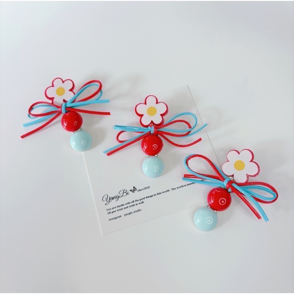 𝓨𝓪𝓷𝓰𝓑𝓲🕊️【多巴胺可愛滴油花朵蝴蝶結髮夾】 V434-細節圖3