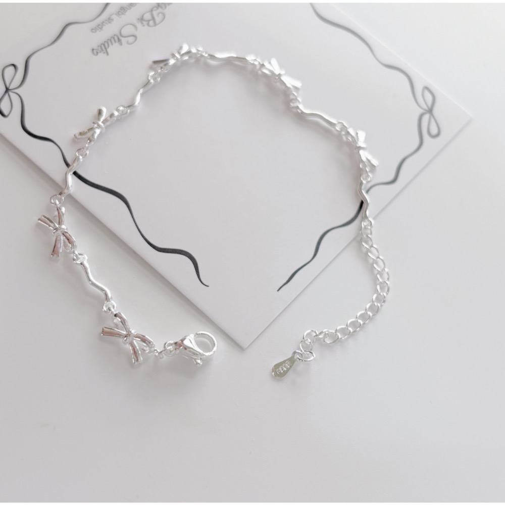 𝓨𝓪𝓷𝓰𝓑𝓲🕊️925銀【閨蜜手鍊】【絲帶蝴蝶結手鍊】 Y875-細節圖4