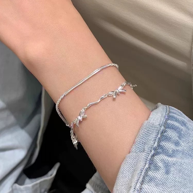 𝓨𝓪𝓷𝓰𝓑𝓲🕊️925銀【閨蜜手鍊】【絲帶蝴蝶結手鍊】 Y875-細節圖2
