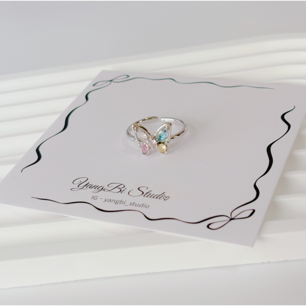 𝓨𝓪𝓷𝓰𝓑𝓲🕊️925銀【五種美好．彩鑽蝴蝶戒指】 Y876-細節圖7