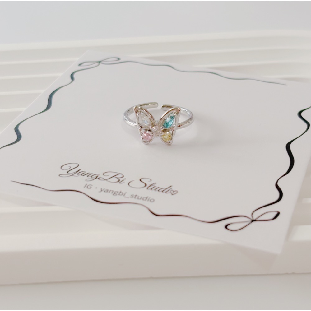 𝓨𝓪𝓷𝓰𝓑𝓲🕊️925銀【五種美好．彩鑽蝴蝶戒指】 Y876-細節圖9