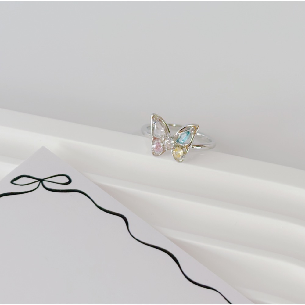 𝓨𝓪𝓷𝓰𝓑𝓲🕊️925銀【五種美好．彩鑽蝴蝶戒指】 Y876-細節圖2