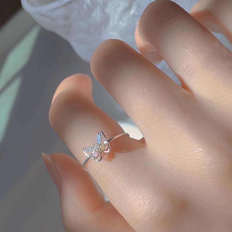 𝓨𝓪𝓷𝓰𝓑𝓲🕊️925銀【五種美好．彩鑽蝴蝶戒指】 Y876-細節圖3