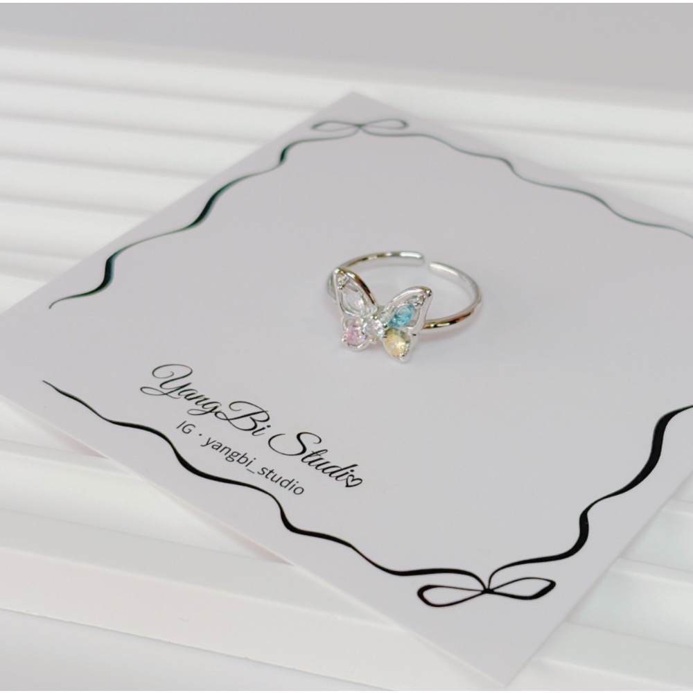 𝓨𝓪𝓷𝓰𝓑𝓲🕊️925銀【五種美好．彩鑽蝴蝶戒指】 Y876-細節圖5