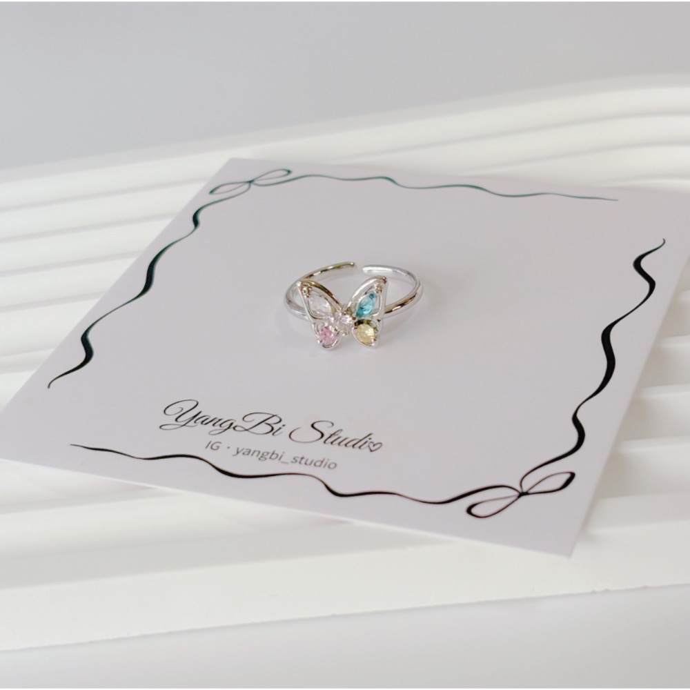 𝓨𝓪𝓷𝓰𝓑𝓲🕊️925銀【五種美好．彩鑽蝴蝶戒指】 Y876-細節圖7