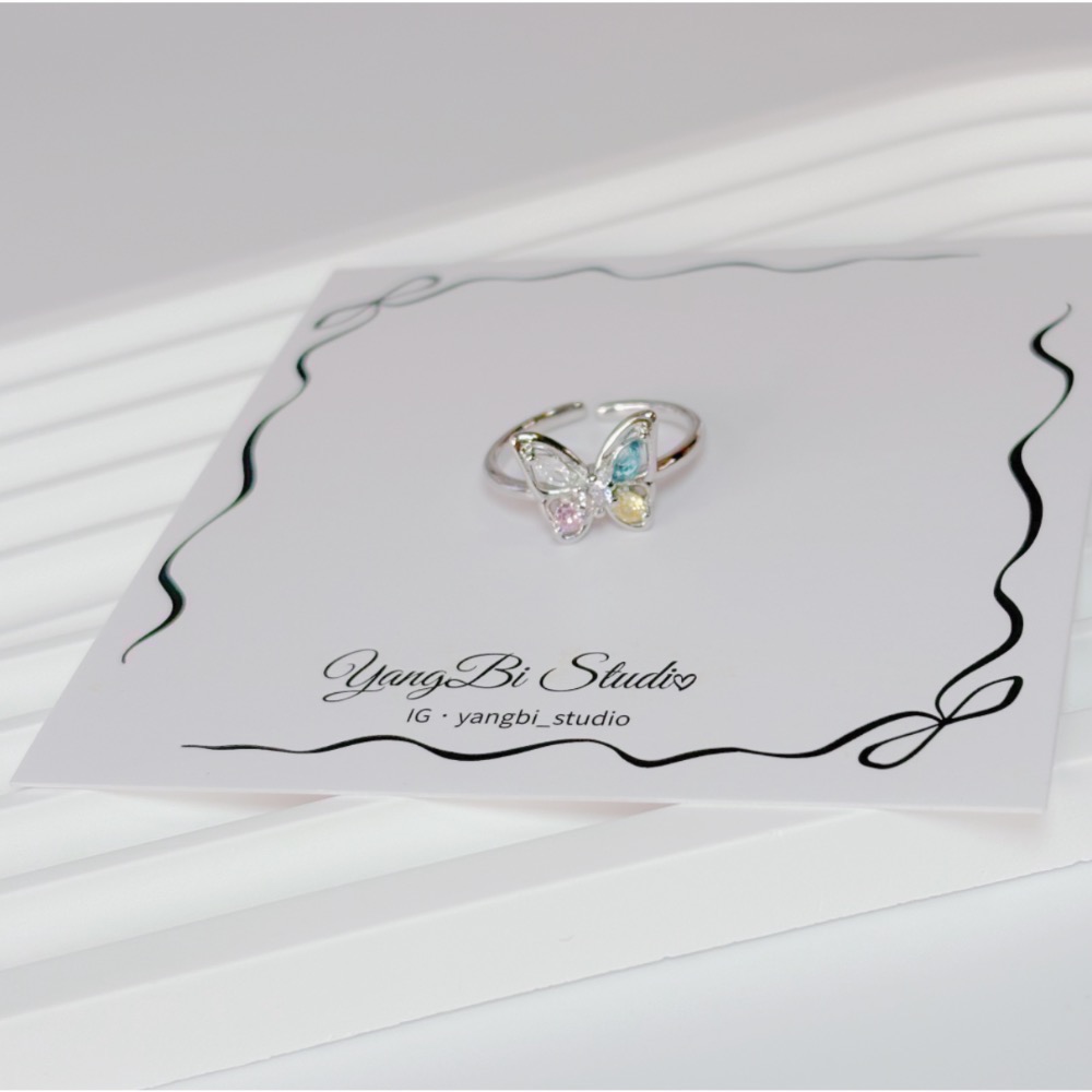 𝓨𝓪𝓷𝓰𝓑𝓲🕊️925銀【五種美好．彩鑽蝴蝶戒指】 Y876-細節圖4