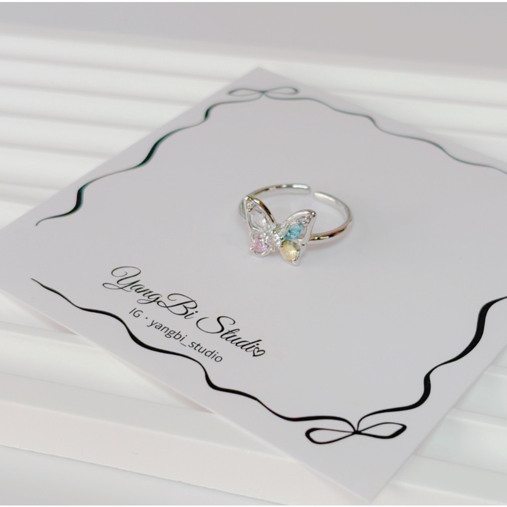 𝓨𝓪𝓷𝓰𝓑𝓲🕊️925銀【五種美好．彩鑽蝴蝶戒指】 Y876-細節圖5