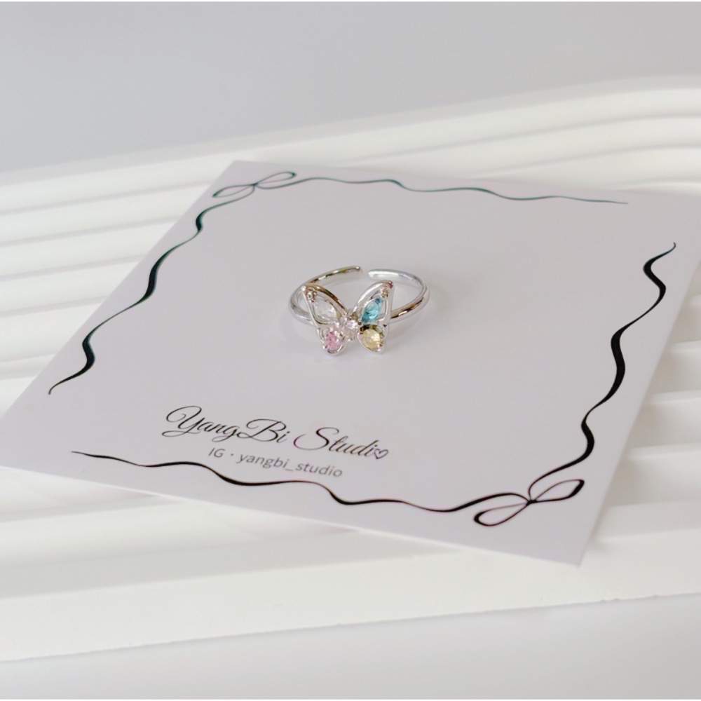 𝓨𝓪𝓷𝓰𝓑𝓲🕊️925銀【五種美好．彩鑽蝴蝶戒指】 Y876-細節圖7