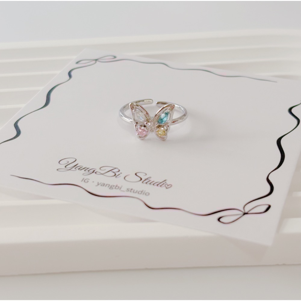 𝓨𝓪𝓷𝓰𝓑𝓲🕊️925銀【五種美好．彩鑽蝴蝶戒指】 Y876-細節圖9