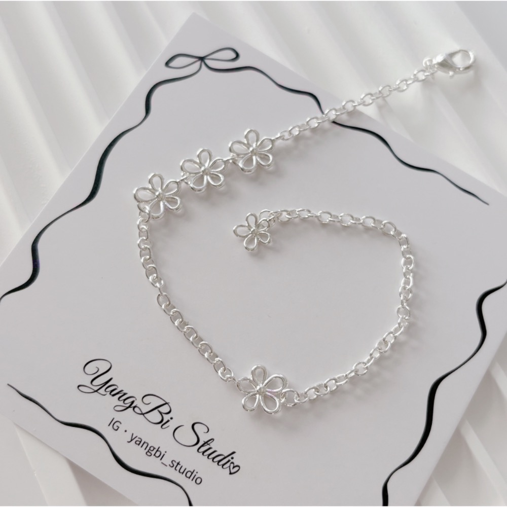 𝓨𝓪𝓷𝓰𝓑𝓲🕊️925純銀【溫柔日常】【銀色綻放小花手鍊】 Y877-細節圖7