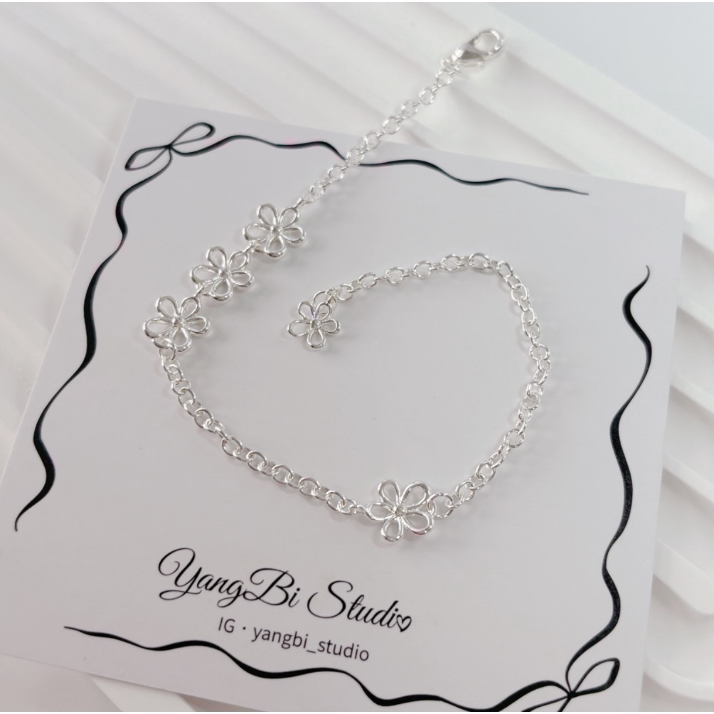 𝓨𝓪𝓷𝓰𝓑𝓲🕊️925【溫柔日常】【銀色綻放小花手鍊】 Y877-細節圖9