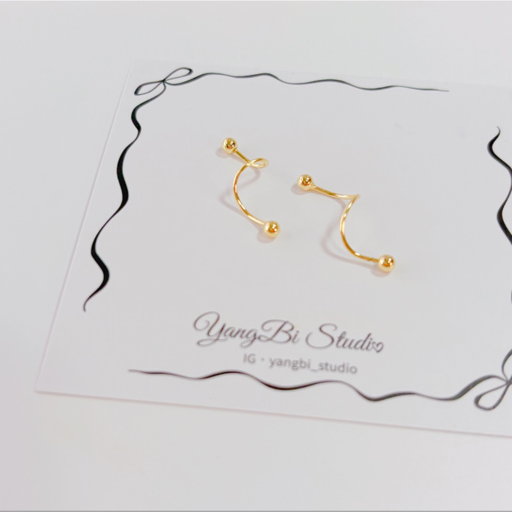 𝓨𝓪𝓷𝓰𝓑𝓲🕊️【睡覺免摘】【獨特S形彎勾螺旋耳釘】 Y881-細節圖8