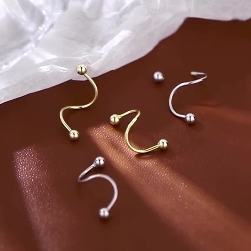 𝓨𝓪𝓷𝓰𝓑𝓲🕊️【睡覺免摘】【獨特S形彎勾螺旋耳釘】 Y881-細節圖4