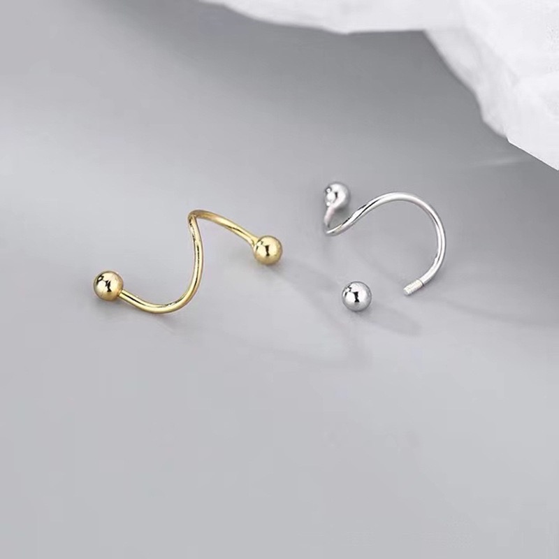 𝓨𝓪𝓷𝓰𝓑𝓲🕊️【睡覺免摘】【獨特S形彎勾螺旋耳釘】 Y881-細節圖6