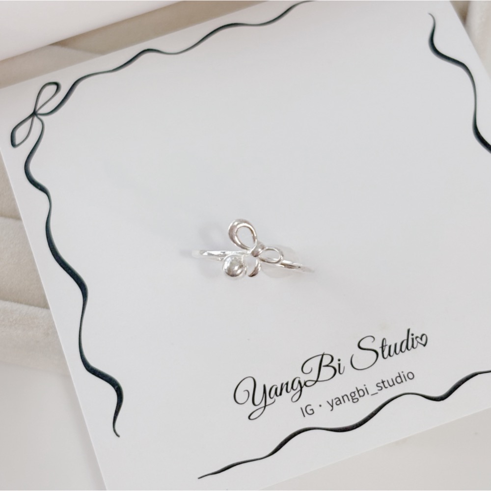 𝓨𝓪𝓷𝓰𝓑𝓲🕊️【S925純銀】【蝴蝶結圓珠戒指】 Y882-細節圖2