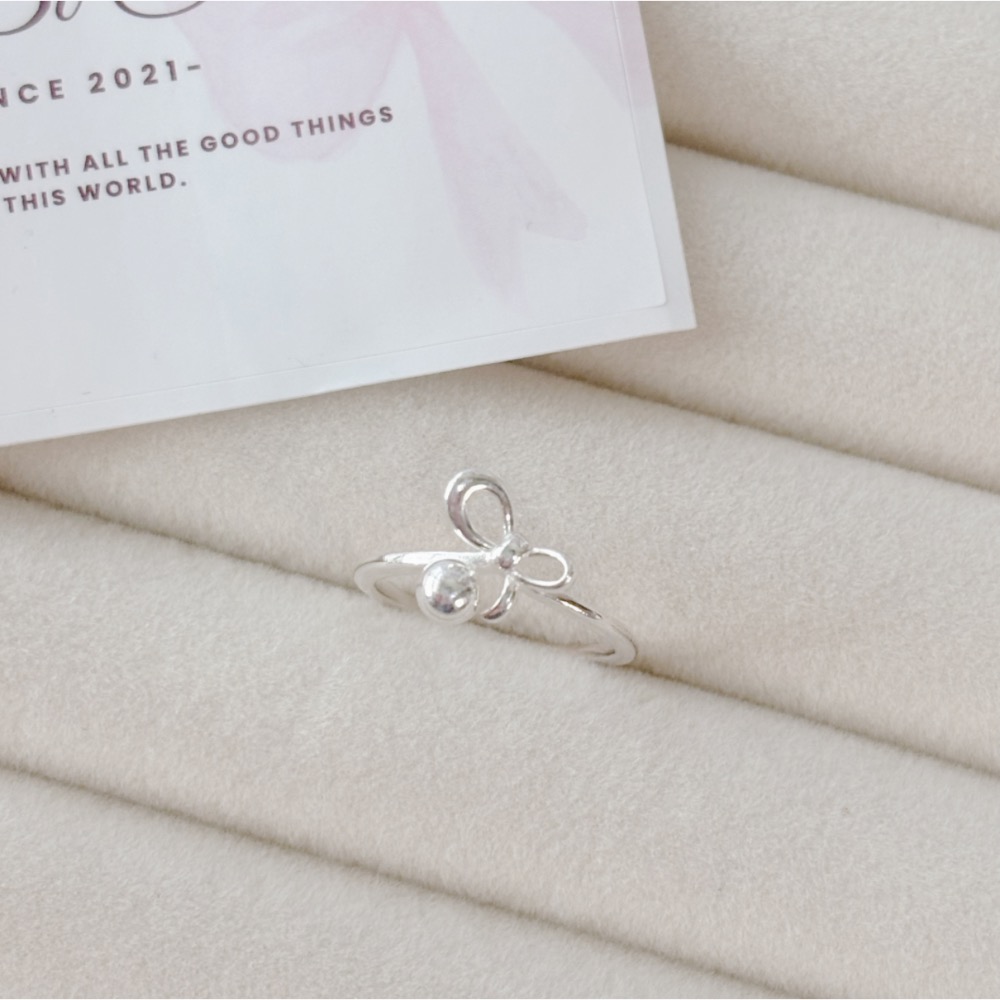 𝓨𝓪𝓷𝓰𝓑𝓲🕊️【S925純銀】【蝴蝶結圓珠戒指】 Y882-細節圖6