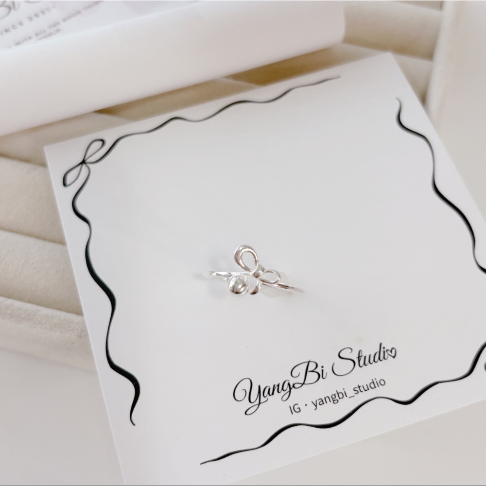 𝓨𝓪𝓷𝓰𝓑𝓲🕊️【S925純銀】【蝴蝶結圓珠戒指】 Y882-細節圖7