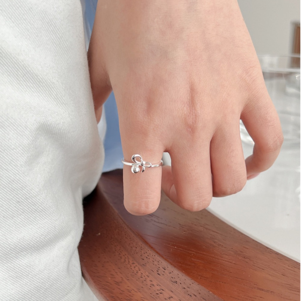 𝓨𝓪𝓷𝓰𝓑𝓲🕊️【S925純銀】【蝴蝶結圓珠戒指】 Y882-細節圖10