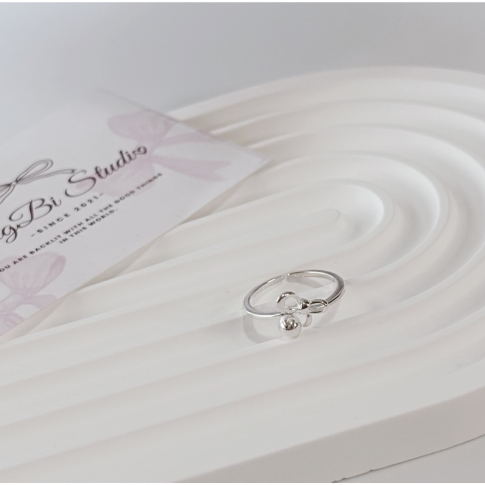 𝓨𝓪𝓷𝓰𝓑𝓲🕊️【S925純銀】【蝴蝶結圓珠戒指】 Y882-細節圖5