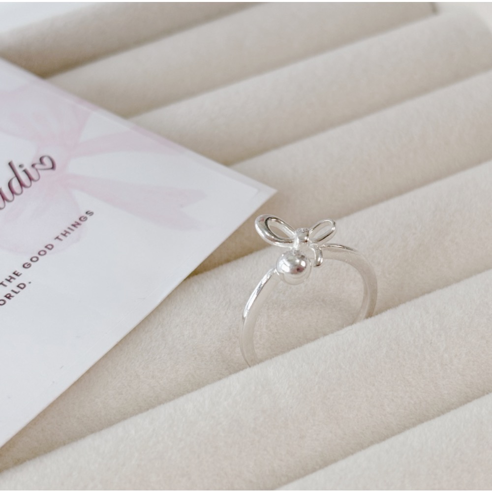 𝓨𝓪𝓷𝓰𝓑𝓲🕊️【S925純銀】【蝴蝶結圓珠戒指】 Y882-細節圖9