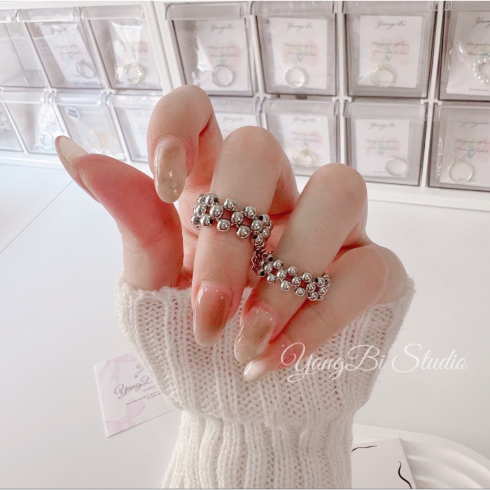 𝓨𝓪𝓷𝓰𝓑𝓲🕊️【韓版星空銀珠彈力戒指】 Y887-細節圖7