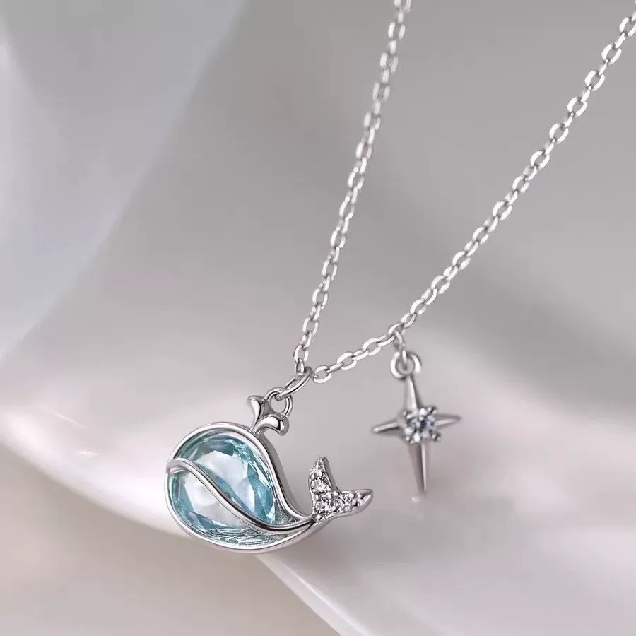 𝓨𝓪𝓷𝓰𝓑𝓲🕊️【小鯨喜】925銀【漾藍鯨魚項鍊】 Y889-細節圖4