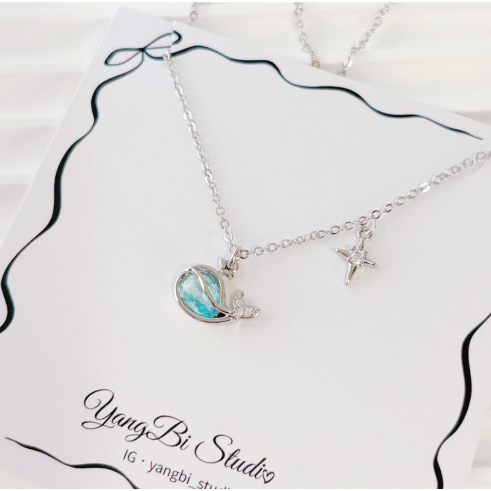 𝓨𝓪𝓷𝓰𝓑𝓲🕊️【小鯨喜】925銀【漾藍鯨魚項鍊】 Y889-細節圖6