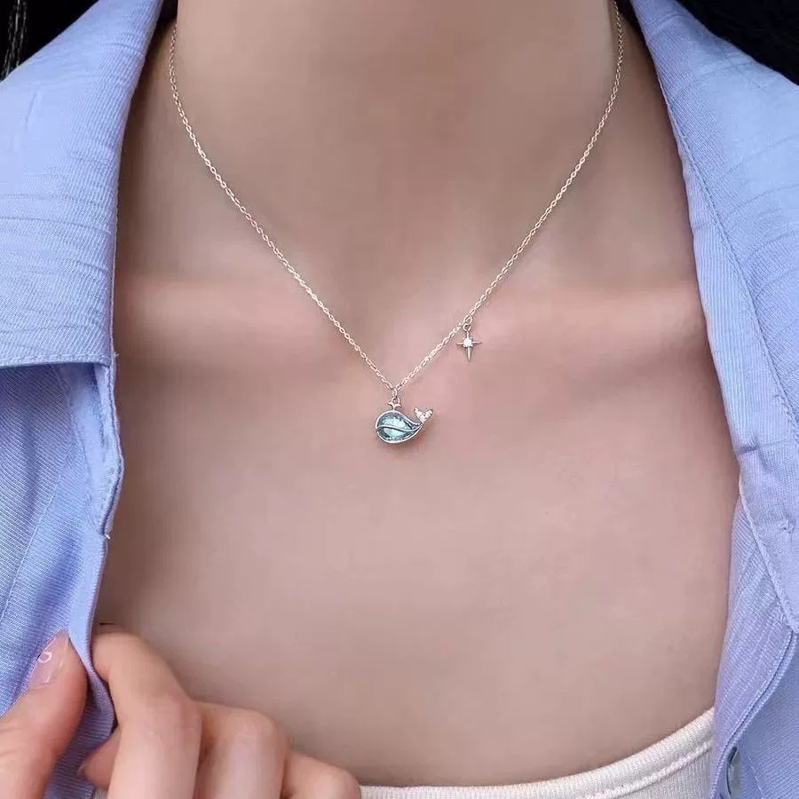 𝓨𝓪𝓷𝓰𝓑𝓲🕊️【小鯨喜】925銀【漾藍鯨魚項鍊】 Y889-細節圖7