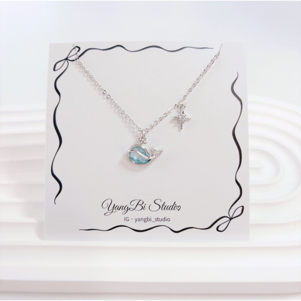 𝓨𝓪𝓷𝓰𝓑𝓲🕊️【小鯨喜】925銀【漾藍鯨魚項鍊】 Y889-細節圖2