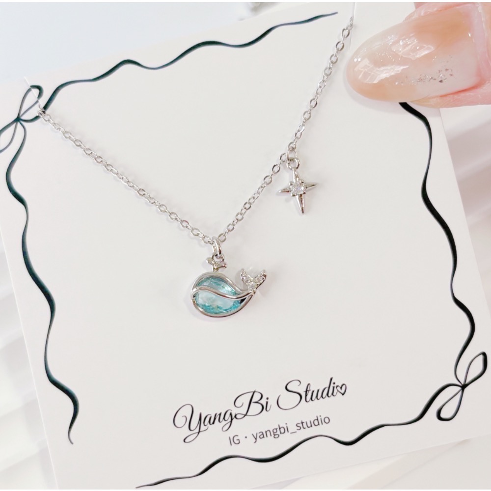 𝓨𝓪𝓷𝓰𝓑𝓲🕊️【小鯨喜】925銀【漾藍鯨魚項鍊】 Y889-細節圖5