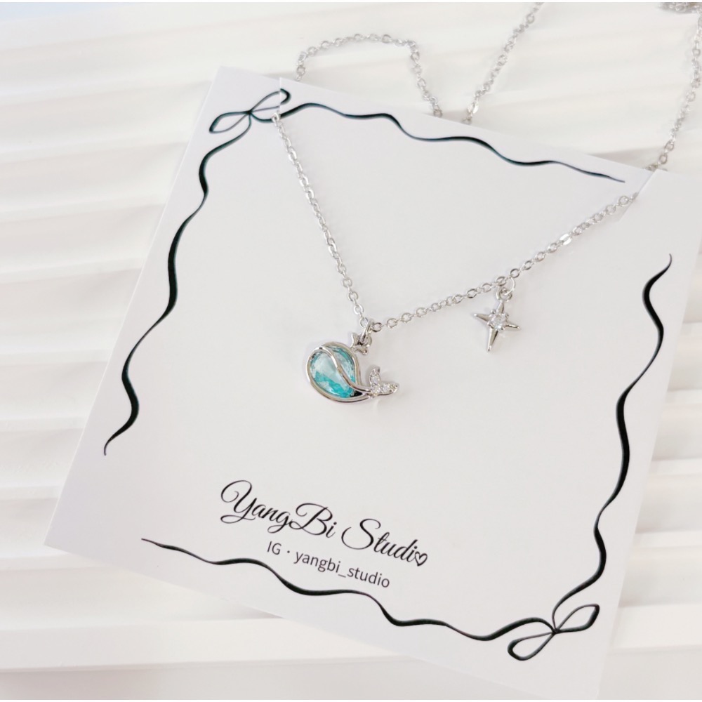 𝓨𝓪𝓷𝓰𝓑𝓲🕊️【小鯨喜】925銀【漾藍鯨魚項鍊】 Y889-細節圖8