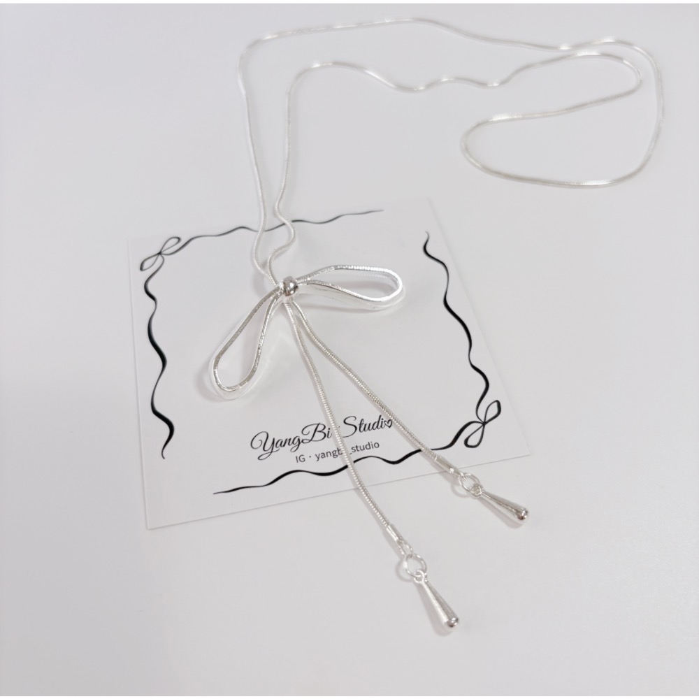 𝓨𝓪𝓷𝓰𝓑𝓲🕊️【可調節長度】【硬挺蝴蝶結流蘇項鍊】 Y890-細節圖4