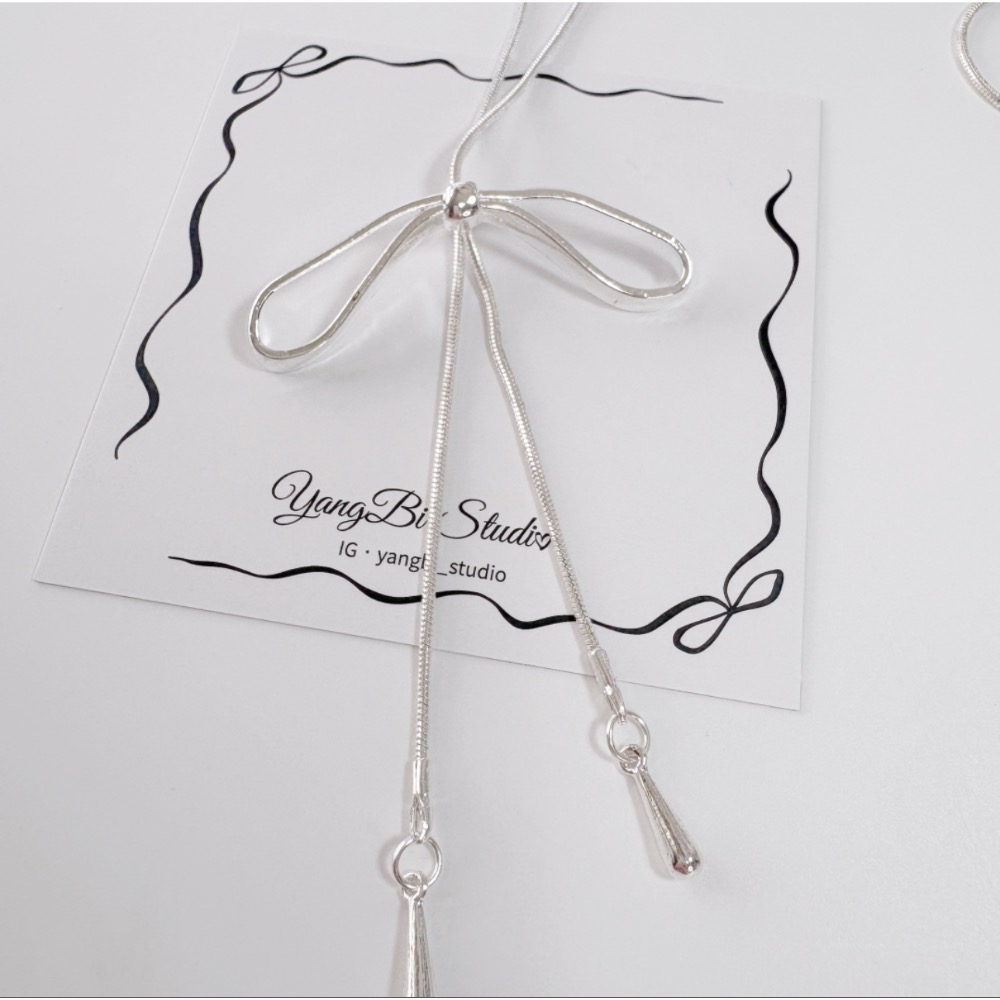 𝓨𝓪𝓷𝓰𝓑𝓲🕊️【可調節長度】【硬挺蝴蝶結流蘇項鍊】 Y890-細節圖7