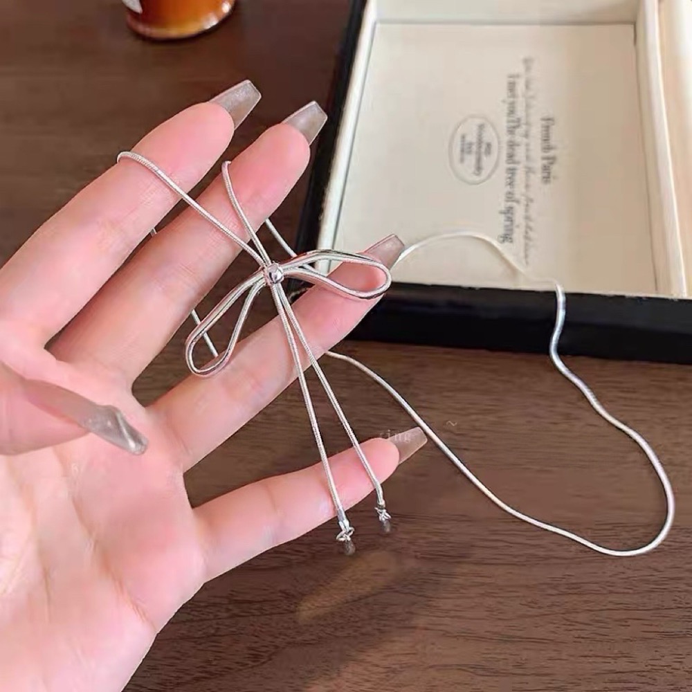 𝓨𝓪𝓷𝓰𝓑𝓲🕊️【可調節長度】【硬挺蝴蝶結流蘇項鍊】 Y890-細節圖2