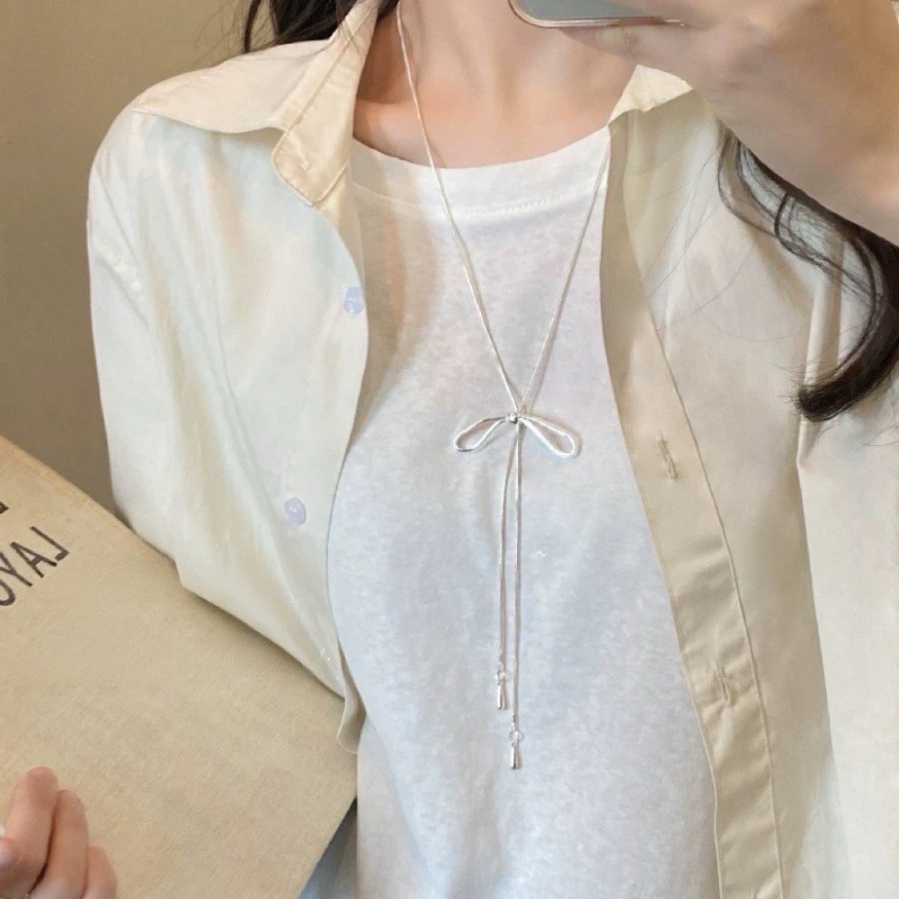 𝓨𝓪𝓷𝓰𝓑𝓲🕊️【可調節長度】【硬挺蝴蝶結流蘇項鍊】 Y890-細節圖5