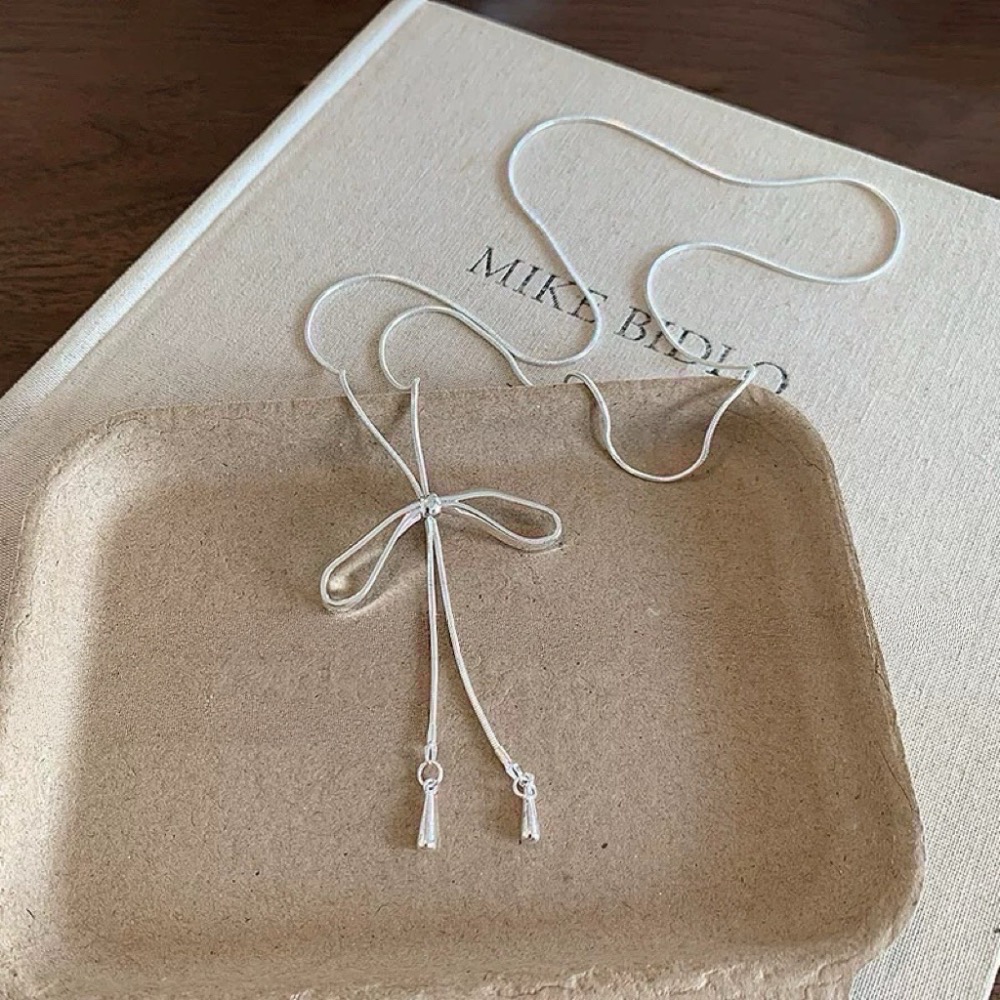 𝓨𝓪𝓷𝓰𝓑𝓲🕊️【可調節長度】【硬挺蝴蝶結流蘇項鍊】 Y890-細節圖6