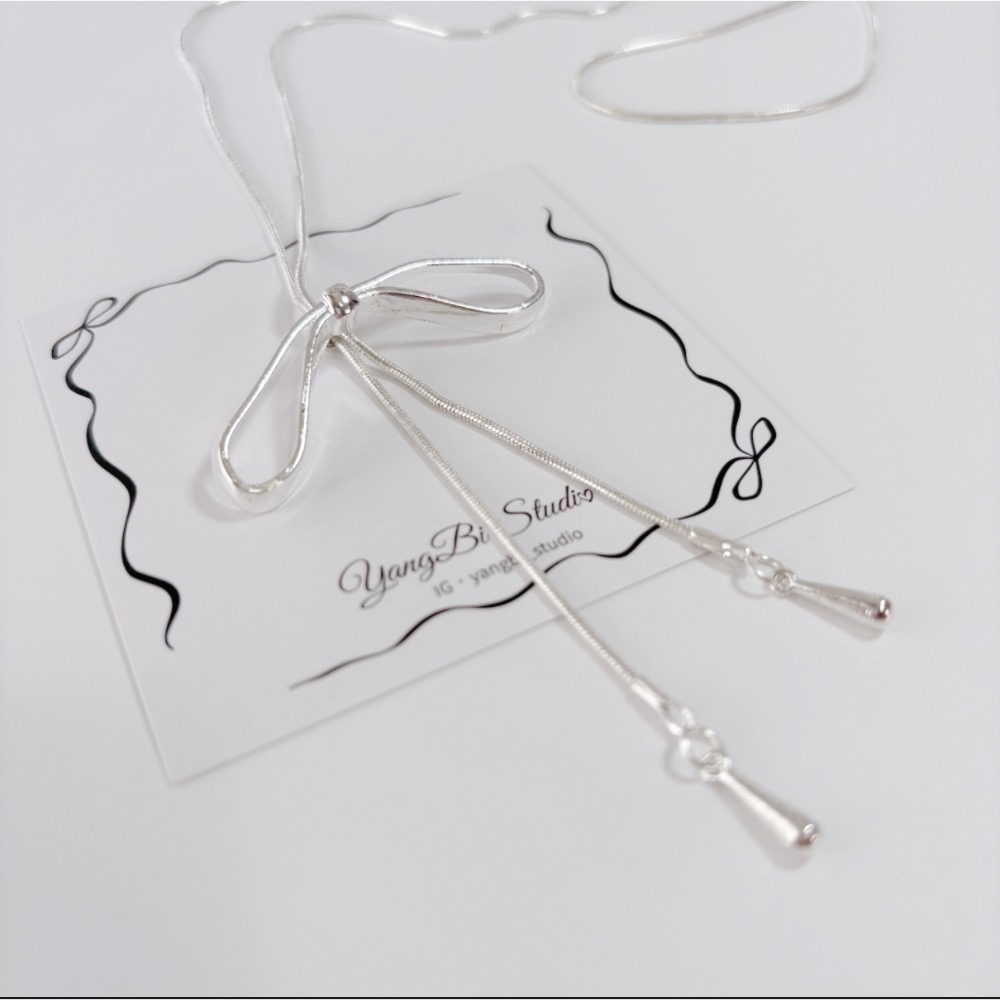 𝓨𝓪𝓷𝓰𝓑𝓲🕊️【可調節長度】【硬挺蝴蝶結流蘇項鍊】 Y890-細節圖8