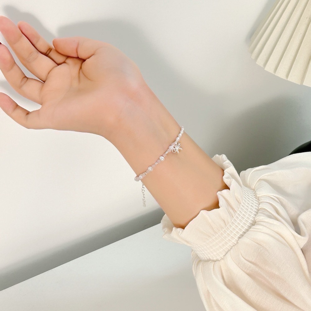 𝓨𝓪𝓷𝓰𝓑𝓲🕊️【甜美粉水晶珍珠蝴蝶結手鍊】 Y897-細節圖2