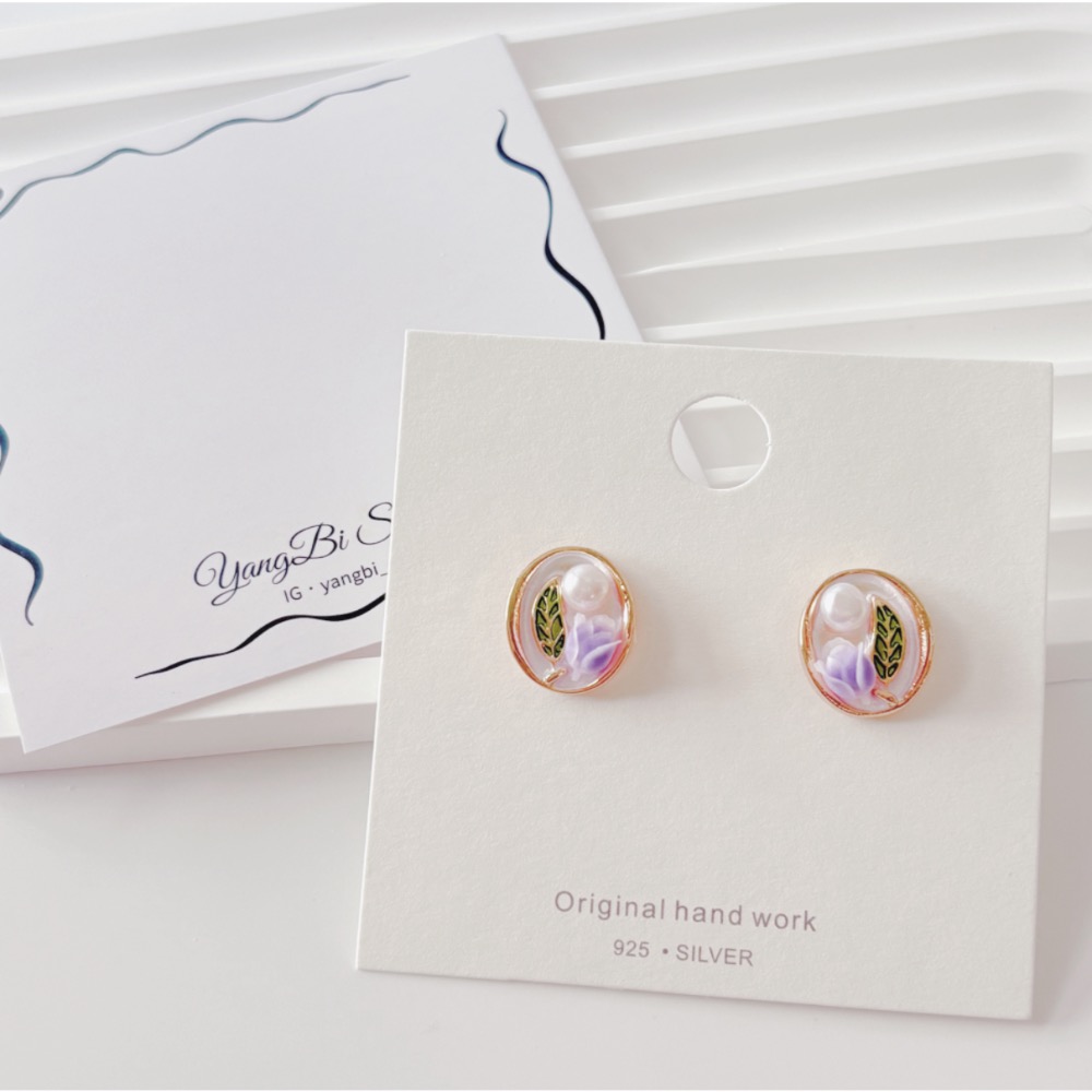 𝓨𝓪𝓷𝓰𝓑𝓲🕊️【精緻第一名】【鍍14K立體鬱金香珍珠滴油畫耳環】 Y898-細節圖2