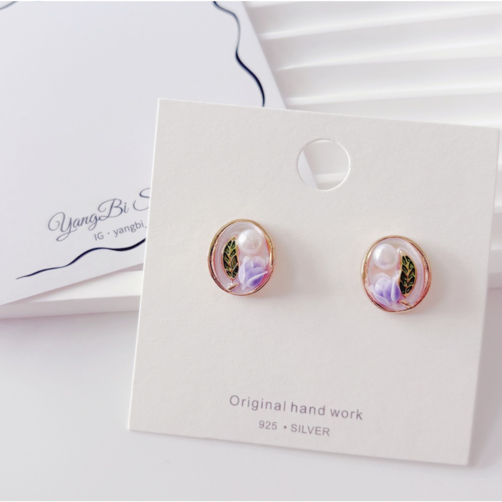 𝓨𝓪𝓷𝓰𝓑𝓲🕊️【精緻第一名】【鍍14K立體鬱金香珍珠滴油畫耳環】 Y898-細節圖5