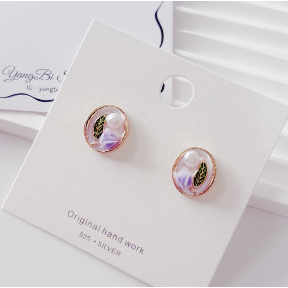 𝓨𝓪𝓷𝓰𝓑𝓲🕊️【精緻第一名】【鍍14K立體鬱金香珍珠滴油畫耳環】 Y898-細節圖6